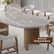 Darcy White and Dark Walnut 87" Oval Marble Top Dining Table