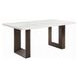 Edwyn White and Espresso 68" Rectangular Marble Top Dining Table