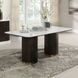 Clayten White and Espresso 71" Rectangular Marble Top Dining Table