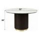 Clayten White and Espresso 52" Round Marble Top Dining Table
