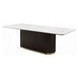 Clayten White and Espresso 95" Rectangular Marble Top Dining Table