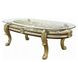 Desiderius Antique Gold and Hand Painted Brown 107" Oval Glass Top Dining Table