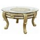 Desiderius Antique Gold and Hand Paint Brown 62" Round Glass Top Dining Table