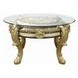 Desiderius Antique Gold and Hand Paint Brown 62" Round Glass Top Dining Table