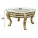 Desiderius Antique Gold and Hand Paint Brown 62" Round Glass Top Dining Table