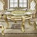 Desiderius Antique Gold and Hand Paint Brown 62" Round Glass Top Dining Table