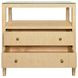 Cynthia Natural Grasscloth Rectangular 2 Drawer Glass Top Side Table
