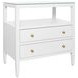 Cynthia Textured White Rectangular 2 Drawer Glass Top Side Table