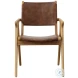Oaklyn Natural And Antique Brown Leather Dining Chair
