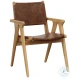 Oaklyn Natural And Antique Brown Leather Dining Chair