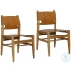 Rossan Natural And Antique Light Brown Leather Dining Chair Set of 2