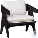 Adelaid Black Wood And Off White Upholstery Occasional Chair