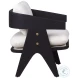 Adelaid Black Wood And Off White Upholstery Occasional Chair
