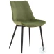 Castel Olive Green Fabric And Black Metal Legs Dining Chair