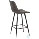 Rufin Dark Grey Upholstery And Black Metal Legs Counter Height Stool