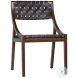 Camil Black Leather And Dark Brown Wood Dining Chair