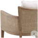 Lil Natural Wood And Rattan And Off White Fabric Occasional Chair