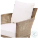 Lil Natural Wood And Rattan And Off White Fabric Occasional Chair