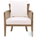 Lil Natural Wood And Rattan And Off White Fabric Occasional Chair