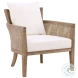 Lil Natural Wood And Rattan And Off White Fabric Occasional Chair