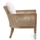 Lil Natural Wood And Rattan And Off White Fabric Occasional Chair