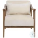 Branso Cream Fabric And Natural Oak Wood Occasional Chair