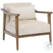 Branso Cream Fabric And Natural Oak Wood Occasional Chair