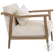 Branso Cream Fabric And Natural Oak Wood Occasional Chair