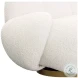 Kas Ivory Boucle Upholstery And Brushed Brass Swivel Chair