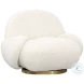 Kas Ivory Boucle Upholstery And Brushed Brass Swivel Chair