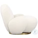 Kas Ivory Boucle Upholstery And Brushed Brass Swivel Chair