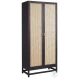 Royett Antique Black And Natural Rattan Door Panels Cabinet