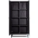 Royett Antique Black And Natural Rattan Door Panels Cabinet