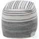 Meir Denim Blue And White Pouf