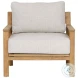 Lex Fairfax Taupe Performance Fabric And Natural Teak Outdoor Occasional Chair