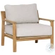 Lex Fairfax Taupe Performance Fabric And Natural Teak Outdoor Occasional Chair