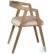 Jense Antique Wood Sealed And Beige Fabric Dining Chair