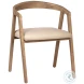 Jense Antique Wood Sealed And Beige Fabric Dining Chair