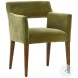 Hue Olive Green Fabric And Brown Wood Dining Chair