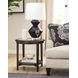 Whitaker Distressed Dark Stain Round Glass Top End Table