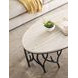 Willow Beige and Black Round Travertine Top Cocktail Table