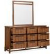 Everpine Honey Wheat 9 Drawer Dresser with Rectangular Mirror