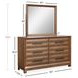 Callisto Bourbon Brown 6 Drawer Dresser with Rectangular Mirror