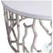 Milos Bone And Shiny Nickel Outdoor Cocktail Table