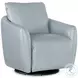 Delaney Light Blue Leather Swivel Chair with Power Footrest