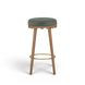 Oodle Green and Light Walnut Performance Vegan Mohair Upholstered Bar Stool