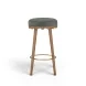 Oodle Green and Light Walnut Performance Vegan Mohair Upholstered Bar Stool