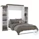 Orion White And Walnut Grey 104" Queen Murphy Bed With 2 Narrow Shelving Units