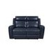 Jonathan Blue Leather 61" Lay Flat Power Reclining Loveseat with Power Headrest and USB Charging