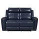 Jonathan Blue Leather 61" Lay Flat Power Reclining Loveseat with Power Headrest and USB Charging